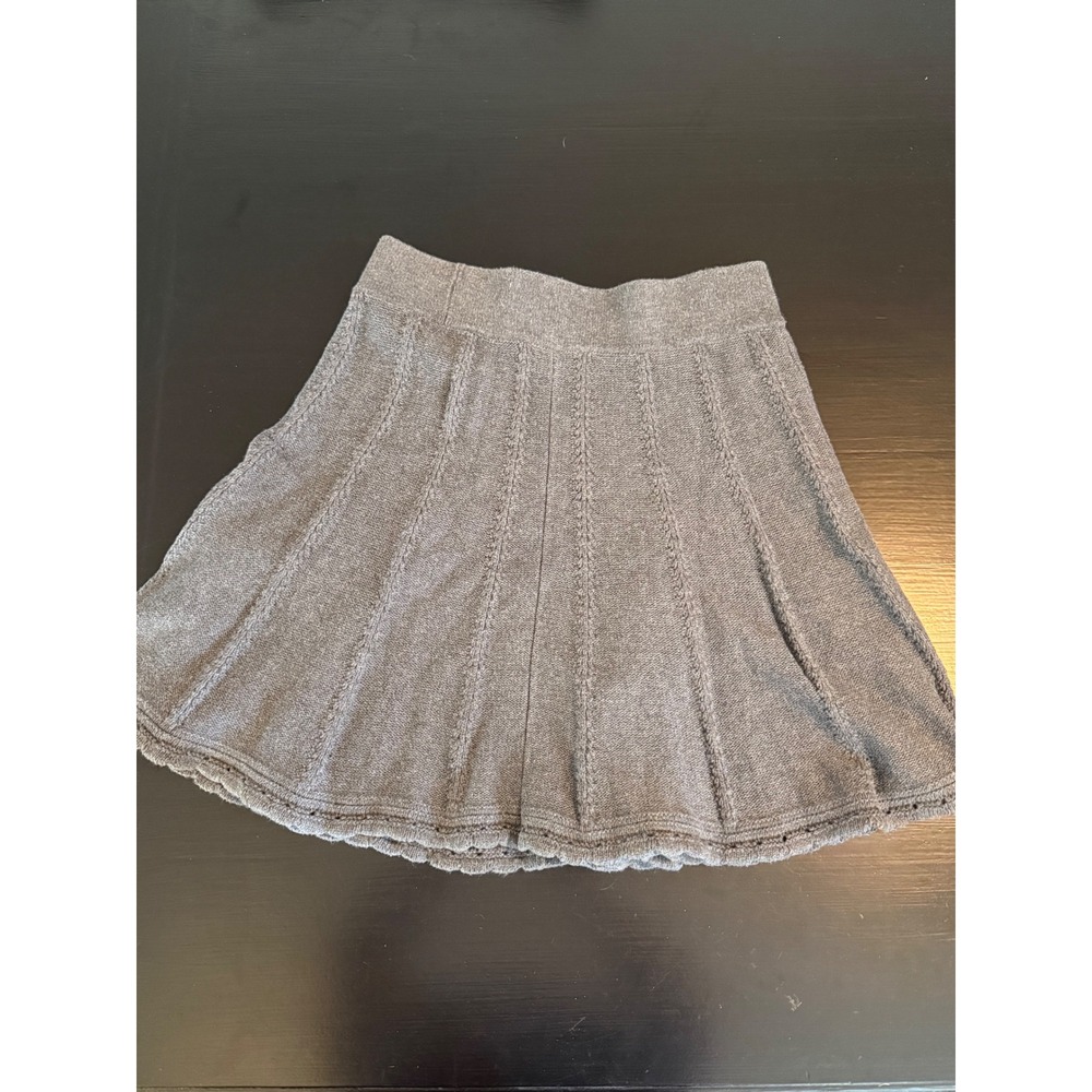 Cabi Gray Knit Skater Skirt Cable Knit Flared A-Line Scalloped Hem Size Small